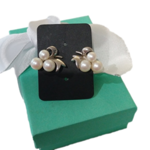 Vintage Sterling Silver+ Pearl Screwback Earrings in Grape Cluster Design